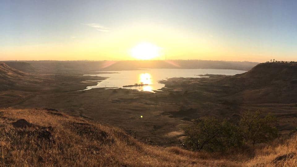 Sunrise over the hills at Tuljapur, Dharashiv district