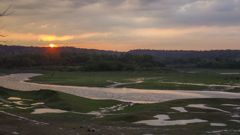 Sunrise at Damdama Lake, Gurugram district