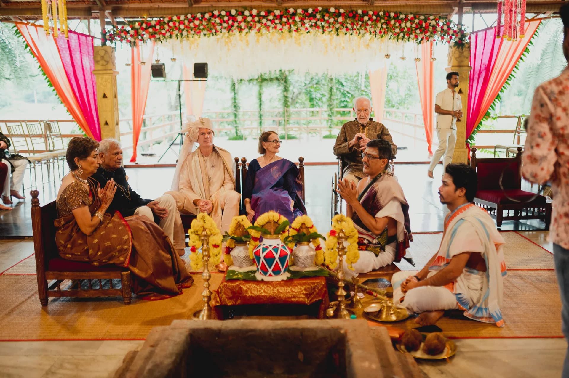 A decorated wedding mandap